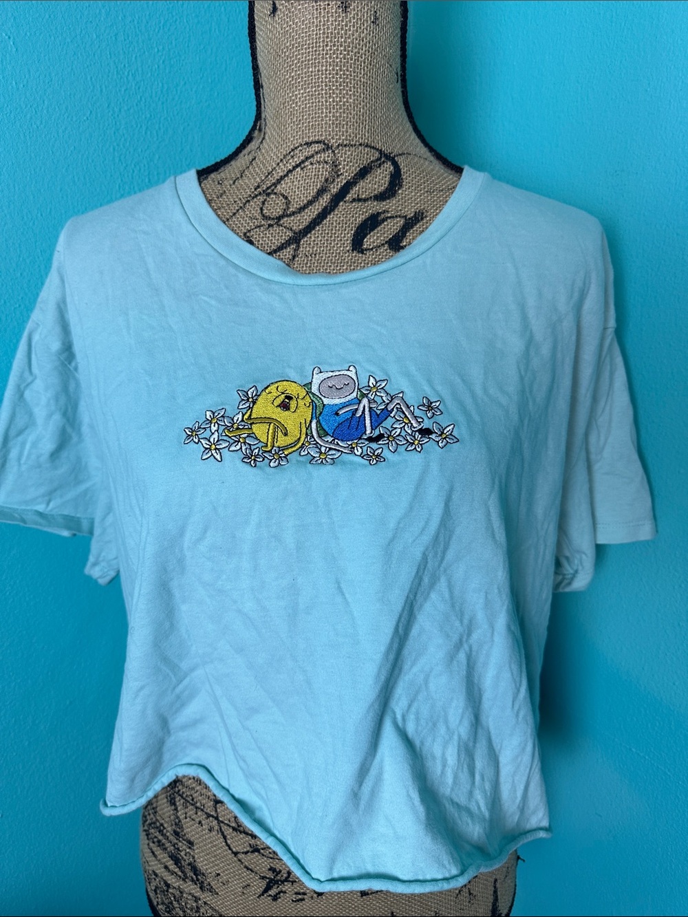 Cartoon Network Box Lunch Adventure Time Baby Blue Embroidered Crop Top 2X